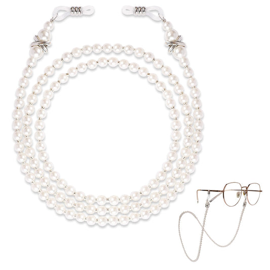 KALIONE Pearl Glasses Chain, Pearl Eyeglass Chain, Eyeglasses Chains Beaded Sunglasses Strap Holder, Beaded Eyeglass Chain Sunglasses Holder Strap, Eye Glass Holders Necklaces, Pearl Masks Chian