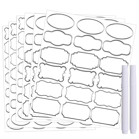 138Pcs Kitchen Labels for Containers, Kitchen Pantry Food Containers Clear Labels with Gold Border,Waterproof Bottle Labels Removable Write-On Sticker Labels Tags for Storage Bin, Food Container