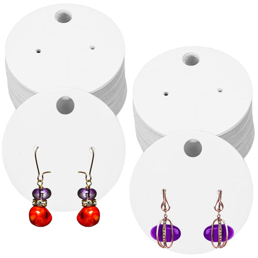 Mozeat Lens 100Pcs Earring Cards with Holes Earring Display Cards Earring Rack Display Holder Stand, 2" Round Blank Earring Display Holders, Jewelry Display for Selling Earring Cards, Bracelets
