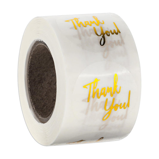 Pack of 500 Thank You Stickers, Transparent Thank You Sticker Label, Thank You Label Tags, Golden PVC Transparent Thank You Seal Stickers, Decoration for Business, Wedding, Festival, Baby Parts