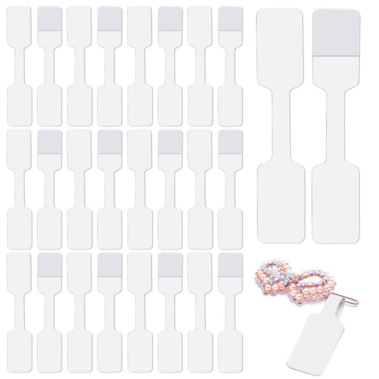200pcs Blank Jewelry Price Tags Stickers, Bracelet Tags Jewelry Tags for Pricing, White Jewelry Price Label Small Self Adhesive Kraft Blank Label, Barbell Label for Necklace Earring Rings Price Tags
