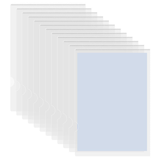 12 PCS Plastic File Folders Clear Document Folder Project Pocket Clear Document Sleeves L-Type Sheet Protectors Jacket Plastic Paper Sleeves Folders Organizer for Office School (Transparent)