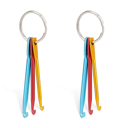 2 Pack Mini Crochet Hooks Travel Crochet Hooks Keyrings 3/4/5mm Small Cochet Keychains Kit, Small Crochet Hooks Keychain, DIY Crafts Knitting Needle Tools, Mini Creative Keyrings (6 Hooks)