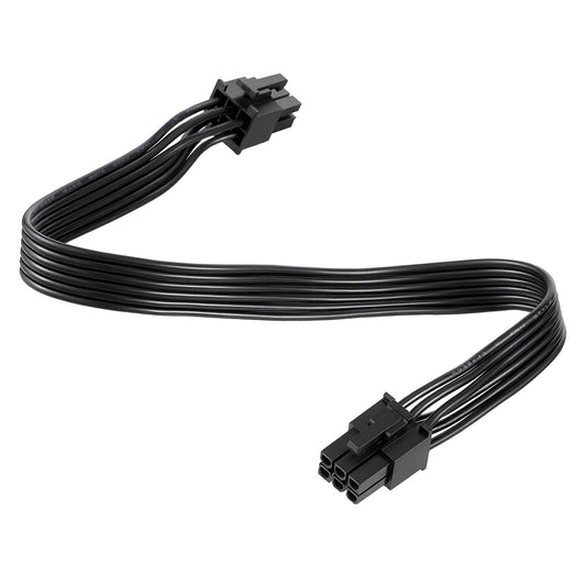 Power Cord PCIE 6 Pin to 6 Pin GPU Power Supply Cable, 30 cm Universal Male to Male Flat Cord, PVC 6-pins to6-pins flat cable for Gaming PSUs, Modular PowerSupply (Black)