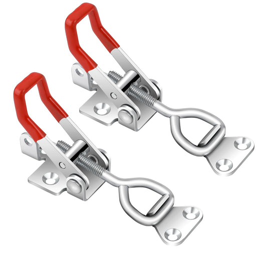 2 Pieces Metal Toggle Latch 4002 Toggle Clamp Latch Hardware Adjustable Toggle Clamp Latch 550Lbs Holding Capacity Quick Release Hand Tool for Trunk Tool Boxes