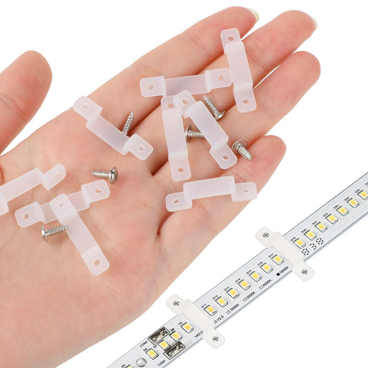 Sliverdew 200 Pcs Strip Light Clamp Holder Clips Light Mounting Brackets with 200 Pcs Screws Strip Light Fixing Clips One Side Light Mounting Clips for 10mm Wide Waterproof Strip Light