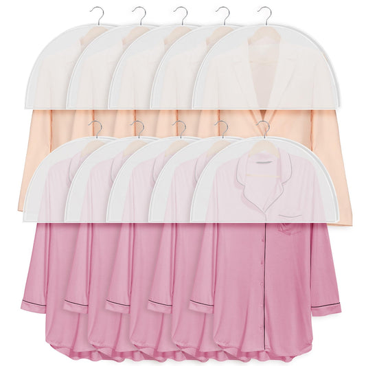 10 Pcs Shoulder Covers Clear Breathable Suit Shoulder Covers Garment Dust Protectors 23.2 X 11.6 X 1.9 Inches Clothes Cover for Hanging T Shirt Jacket Wedding Dress Gown
