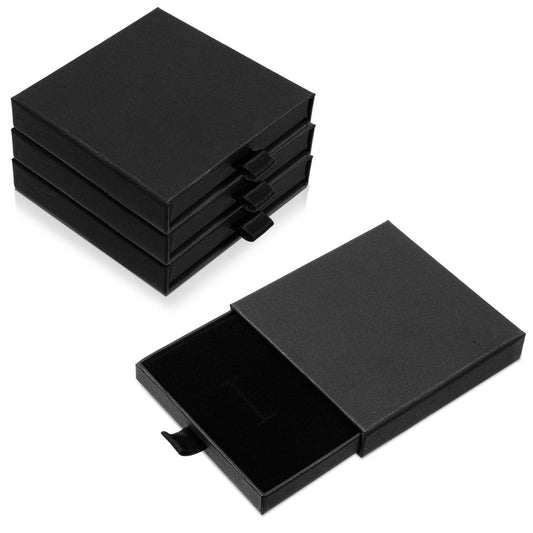 Xthrotsenk Set of 4 Jewellery Gift Box Small Black Small Jewellery Box Gift Wrap Bracelet Necklace Gift Box 9 x 9 x 1.8 cm