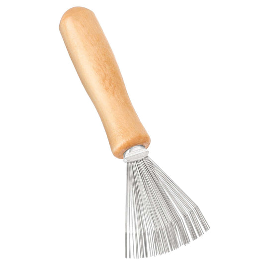 Comb Cleaner Tool Hair Brush Cleaner Tool Comb Cleaning Brush with Metal Rake Wooden Handle Brush Cleaner Comb Brushes for Home and Salon