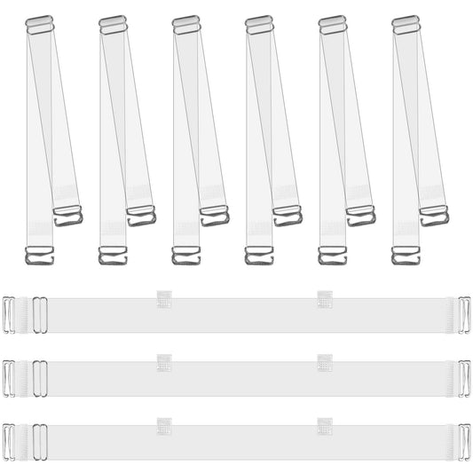 KALIONE 3 Sets Clear Strap Bras for Women, Invisible Clear Back Straps, Non-Slip Adjustable Bra Strap, Clear Straps for Strapless Bra, Clear Strap Bras for Women, Clear Straps for Strapless Bra (9Pcs)