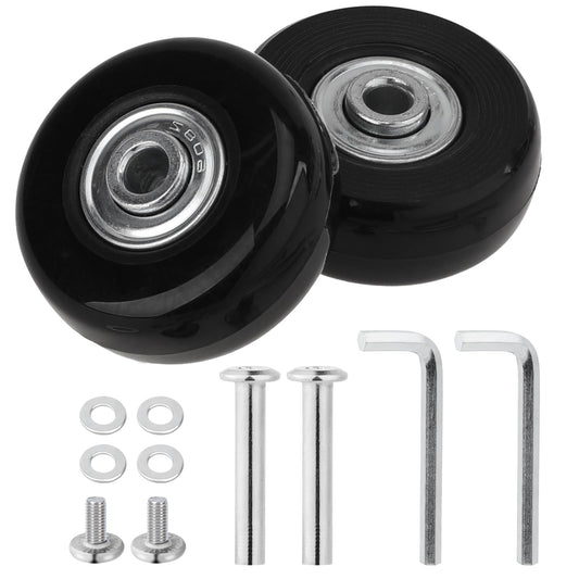 2PCS 50x18mm Luggage Suitcase Replacement Wheels with Axles Wrench Rubber Swivel Caster Wheels with Bearings Repair Kits for Luggage Suitcase