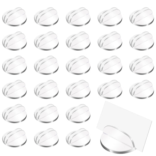 KALIONE 50 Pieces Plastic Business Card Holders Desk Place Card Stands Translucent Card Stands Game Card Stands for Business Cards Game Labels Menus Price Tags