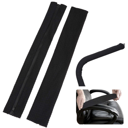 Office Chair Armrest Covers, Stretch Chair Armrest Covers, Zipper Chair Slipcover, Office Removable Arm Rest Covering, Office Seat Hand Rest Protector, Arm Covers Protectors for Office Chair(Black)