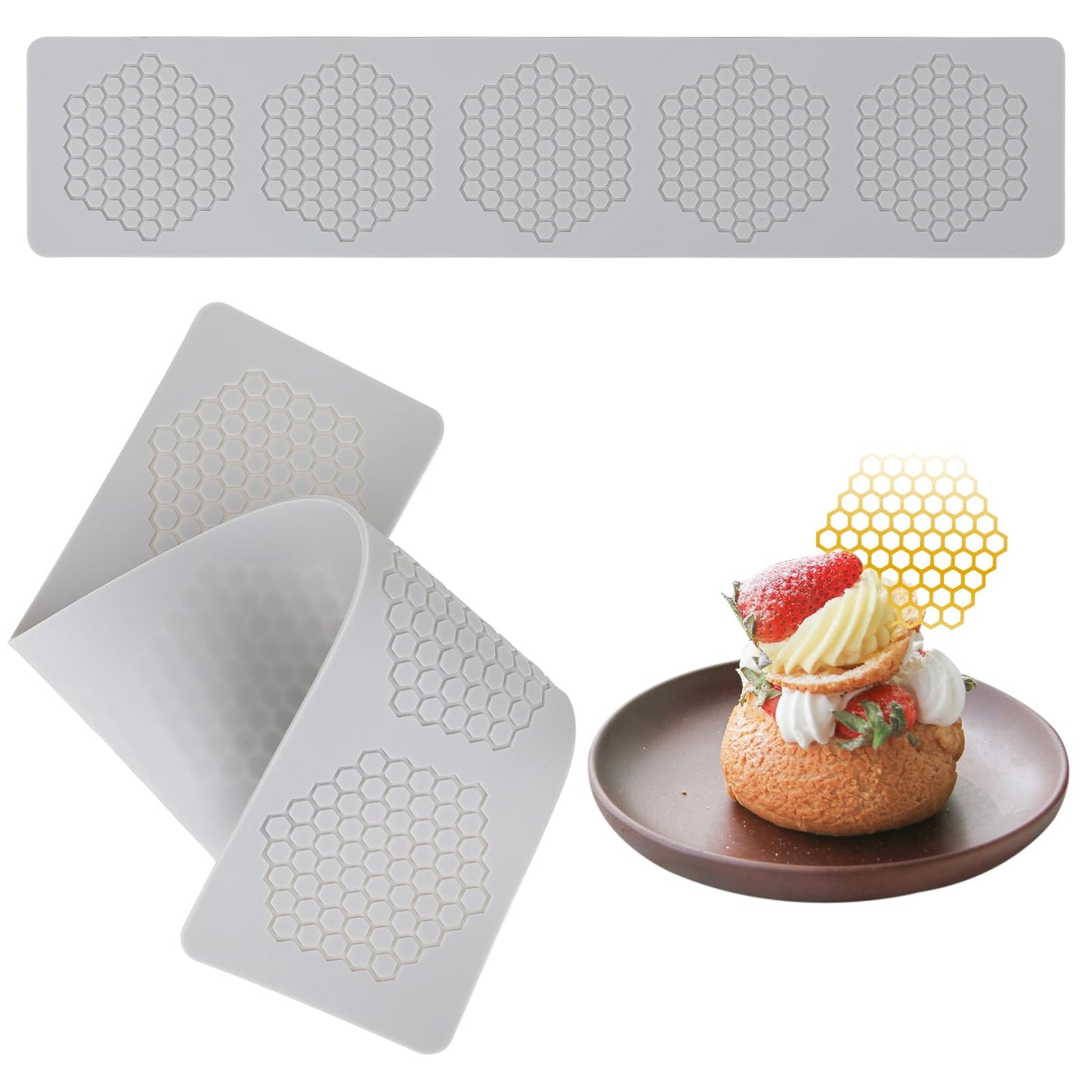 salbsever 2 Pcs Honeycomb Molds Silicone Hollow Silicone Mold Honeybee Honeycomb Silicone Molds Lace Molds Silicone for Cake 3D Honeycomb Silicone Candy Mold for Baking Fondant Cupcake Cake Decorating