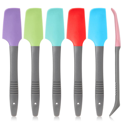 6Pcs Silicone Spatula, Curved Mini Spatula for Jar Bowl, Non-Stick Heat Resistant Baking Spatula, Multipurpose Kitchen Tool for Cooking Baking Mixing (Multicolor)