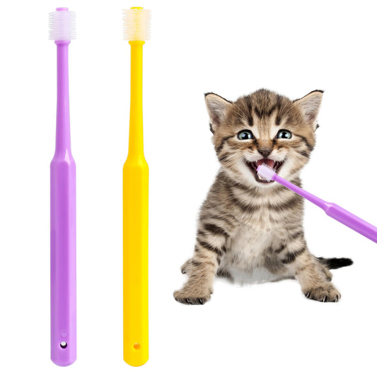 2 Pack Small Dog & Cat Toothbrush, 360 Degree Soft Silicone Pet Toothbrush Cat Dental Care Dog Oral Hygiene Deep Clean Pet Teeth Cleaning Kit (Medium