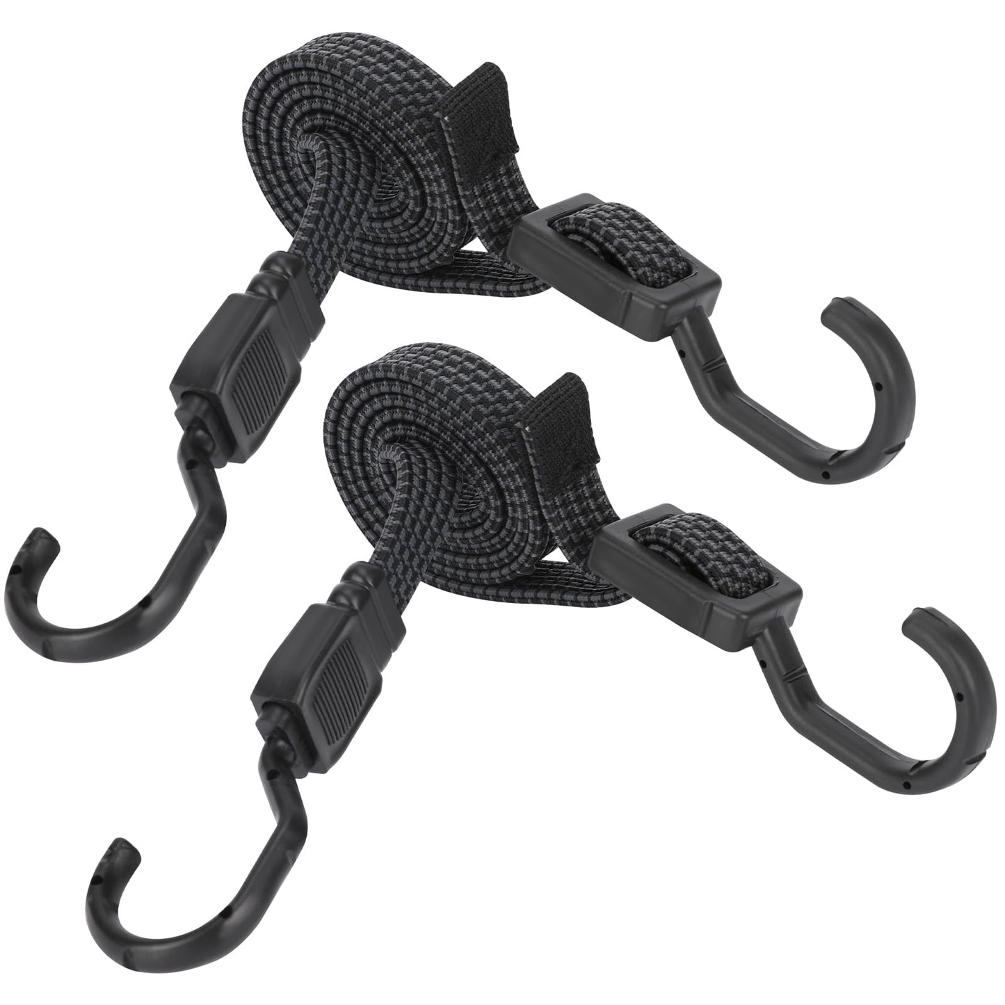 40'' Bungee Cords with Hooks, Heavy Duty Flat Adjustable Bungee Cords, Outdoor Black Bungee Straps with Hooks for Camping, Tarps, Tent, Bike Rack, Truck