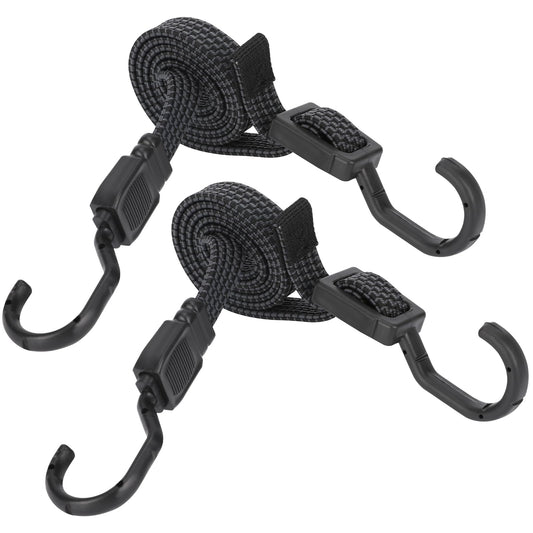 40'' Bungee Cords with Hooks, Heavy Duty Flat Adjustable Bungee Cords, Outdoor Black Bungee Straps with Hooks for Camping, Tarps, Tent, Bike Rack, Truck