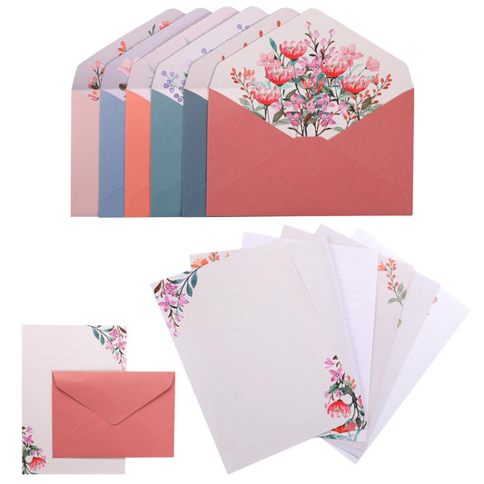 36 Pieces Stationery Set(24 Writing Stationery Paper + 12 Envelopes), Floral Stationery Paper, Letter Writing Sets, Fancy Envelopes, Stationary Supplies for Love Letter, Party Invitations, Invitation,