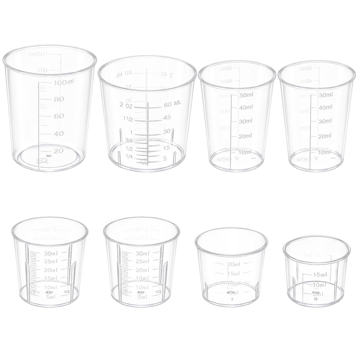 Measuring Cups Small 15 20 30 50 60 100 ml Plastic Measuring Cup Set of 8