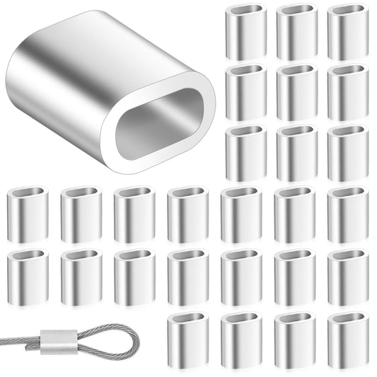 200 pcs Aluminum Crimping Loop Sleeve, Aluminum Crimp Loop Sleeves Clip Aluminum Sleeve Wire Rope Clamps Aluminum clamp Aluminum Press Clamps Aluminum Sleeves Cable Crimps Clips (Style A)