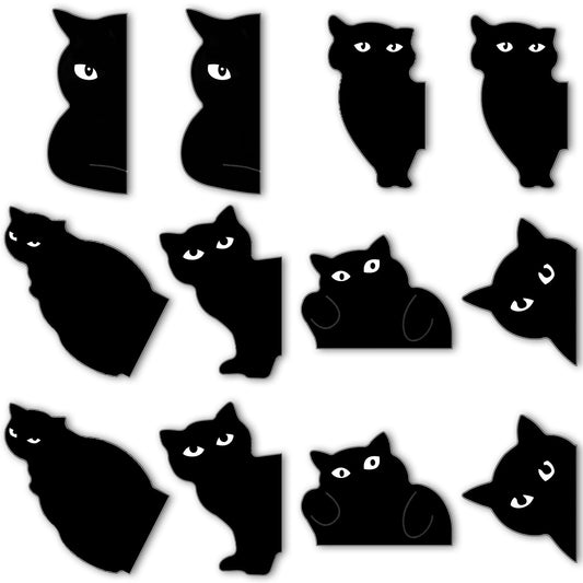 12 Pieces Cute Black Cat Bookmarks, Magnetic Bookmarks for Book Lovers Personalized Corner Book Markers Magnetic Book Page Clips Aesthetic Book Marks for Women,Teachers, Students, Book Worm