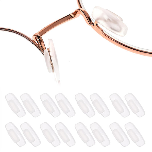 8 Pairs Eyeglass Nose Pads Soft Silicone Nose Bridge Pads Square Rectangle Push Slide Slip Silicone Nosepads Replacement Nose Pads Snap in Glasses Nose Piece for Costa Maui and More