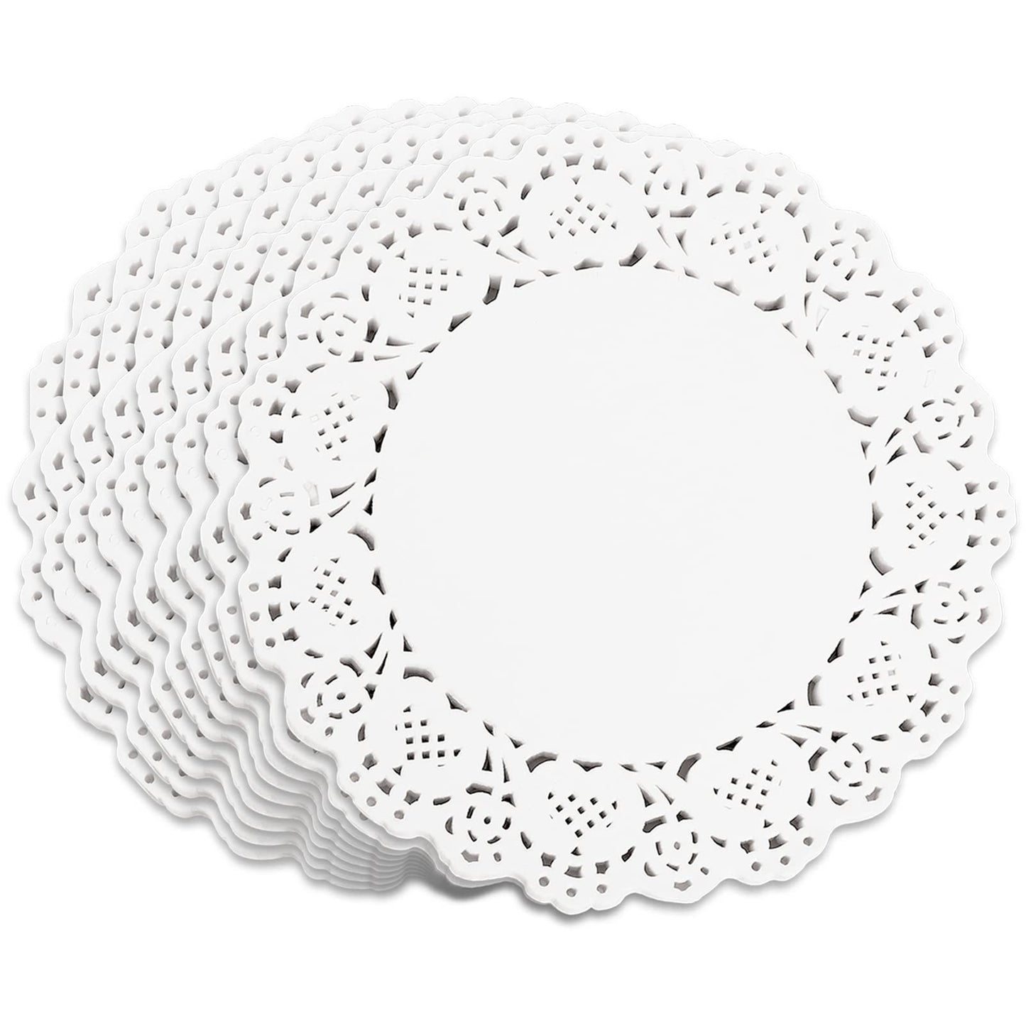 Vin Beauty 150 Pieces Paper Doilies 8.5 inch White Lace Paper Doilies Disposable Round Paper Doilies for Buffet Cake Fried Food Party Wedding Tableware Decoration