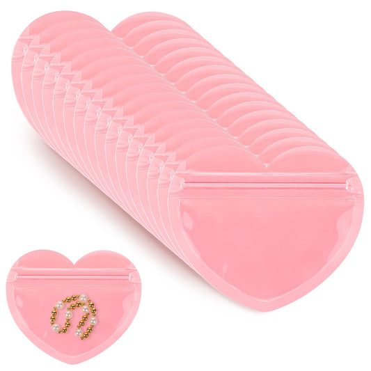 Hariendny 100pcs Small Bags for Small Business, Clear Mylar Bags Heart-Shaped Jewelry Bags Resealable Packaging Bags Supplies for Jewelry, Candy, Gift