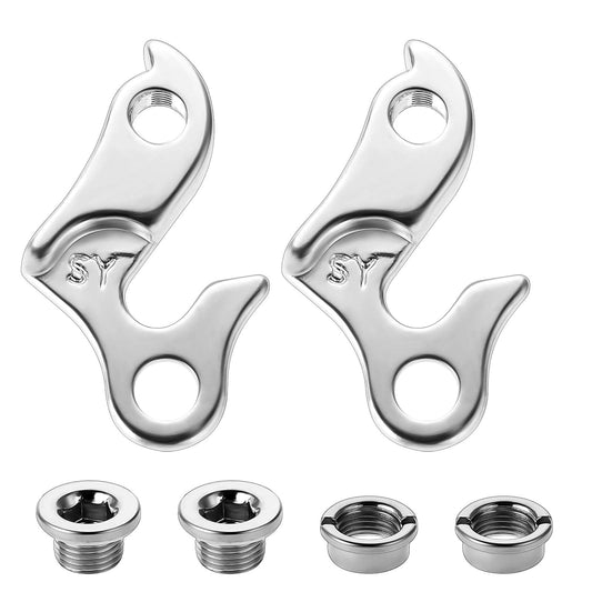 Derailleur Hanger, Pack of 2 Bike Rear Derailleur Hanger Aluminium Alloy Replacement Bicycle Derailleur Hanger with Nuts Silver Gear Mech Rear Derailleur Bicycle Hanger for Bicycle Road Bike MTB