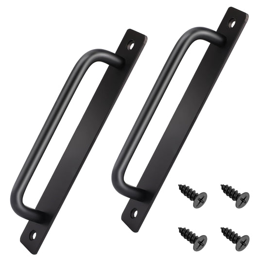 KALIONE 2 Pack 6.3 Inch Closet Door Handles Pulls Metal Sliding Barn Door Pull Handles Alloy Double Sided Handle Set Barn Door Handles for Closet Kitchen Cabinet Gate Shed Garage(Black)