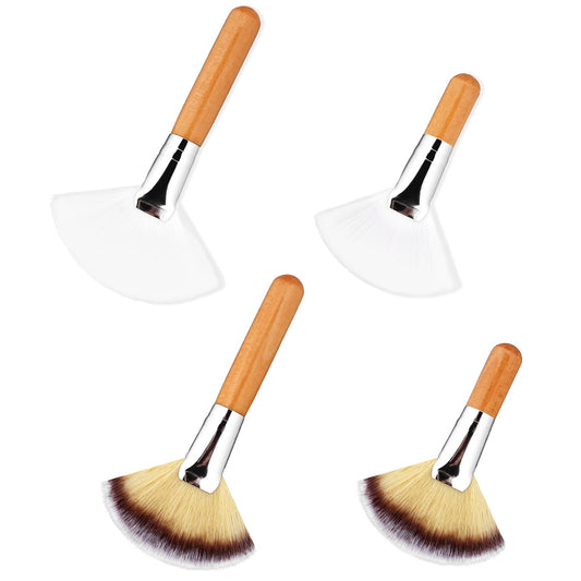 4 Pcs Facial Brush Fan Brush Face Highlighting Brush Facial Mask Brush Soft Makeup Mask Applicator Brushes for Women Girls Loose Powder Highlighting Mask Blush Makeup Peel