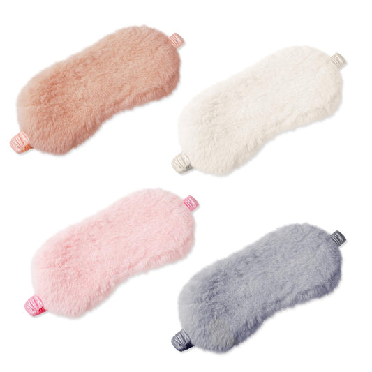 4 Pcs Satin Eye Mask Silk Furry Sleeping Masks Plush Sleep Masks, Soft Fluffy Sleeping Blindfold Comfortable Satin Back, Travel Nap Sleeping Eye Masks