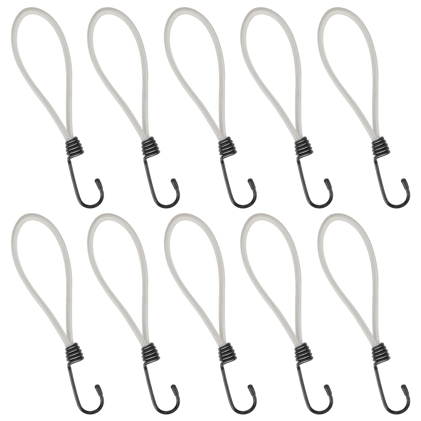 Small Bungee Cord with Hooks Bungee Straps 7 Inch Bungee Cords Heavy Duty Outdoor Black Mini Bungee Cords with Hooks for Camping, Tarps, Tents, Hiking Accessories 10 Pack(White?