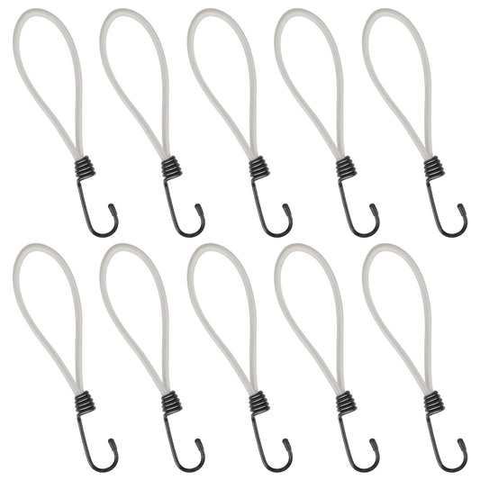 Small Bungee Cord with Hooks Bungee Straps 7 Inch Bungee Cords Heavy Duty Outdoor Black Mini Bungee Cords with Hooks for Camping, Tarps, Tents, Hiking Accessories 10 Pack(White?