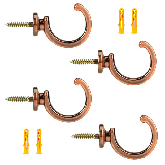 Curtain Tieback Hooks, Metal Curtain Holdbacks Wall Mounted Curtain Hooks Curtain Wall Hooks Window Drapery Tiebacks, Clothes, Coat, Hat, Towel Hanger Holder (Set of 4, Antique Copper)