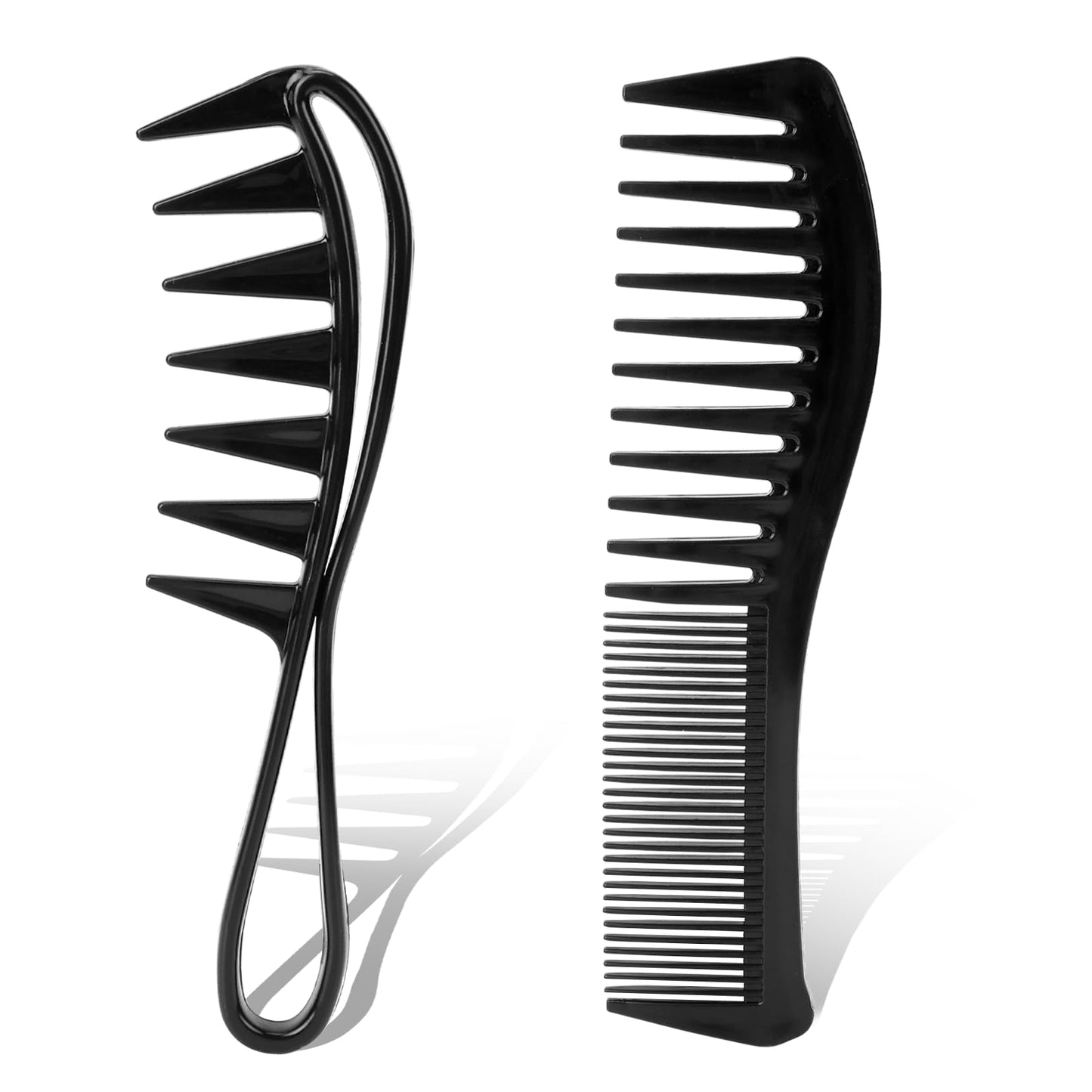 Wide Tooth Comb,2 Pack Large Hair Detangling Combs Shark Teeth Comb Shower Comb Large Tooth Comb Plastic Curly Hair Combs for Women,Hairstyle Tool for Curly Wet Thick Wavy Hair Wigs Barber Salon