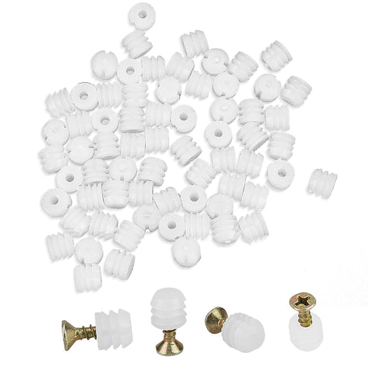 100 PCS Hinge Expansion Dowels with Screws, Hinge Dowel Inserts for Cabinet Cupboard Desk Chair