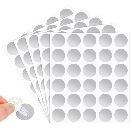 150Pcs 25 mm Round Scratch Stickers, Make Your Own Scratch Cards, Silver Scratch Labels, DIY Scratch Labels, Self-Adhesive Scratch Label (Silver)
