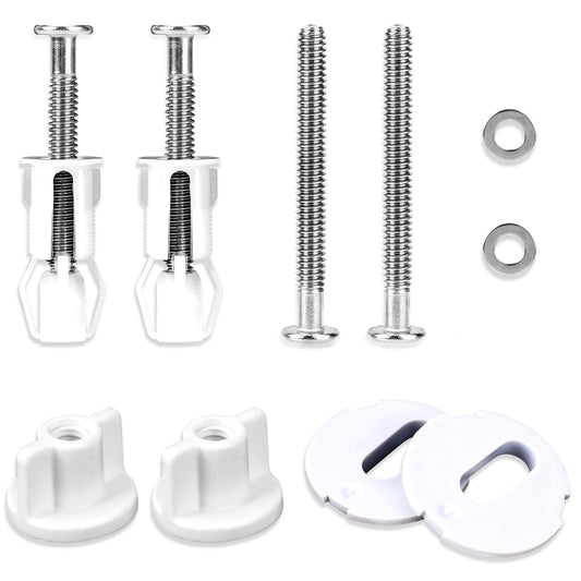 2 Pairs Toilet Seat Fittings, Toilet Seat Hinges Replacement, Toilet Seat Screws, Toilet Fixing Kit, WC Replacement Kit, Fixing Bolt for Toilet Covers for Toilet Covers Replacement and Fix
