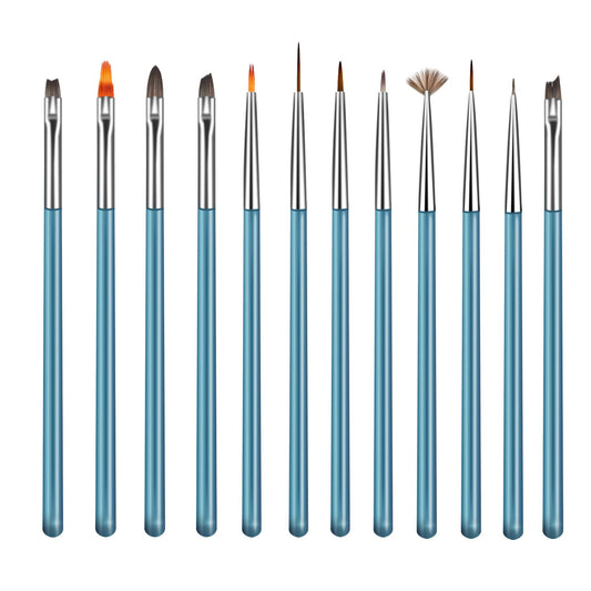 12Pcs Nail Art Brush Set Acrylic Nail Sculpting Brush Nail Polish Brush Builder Nail Gel Brush Painting Nail Brushes Nail Dotting Pen Nail Extension Gel Brush Nail Design Tools for Salon at Home DIY