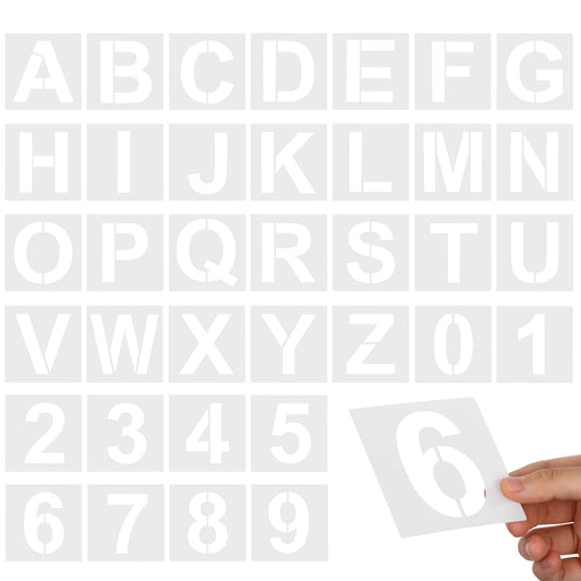 36 PCS Large Alphabet Letter Stencils 3 Inch Number Stencils Reusable Plastic Letter Stencils Letters and Numbers Craft Stencil Kit for Painting on Wood Wall Fabric Chalkboard Glass DIY Art Projects