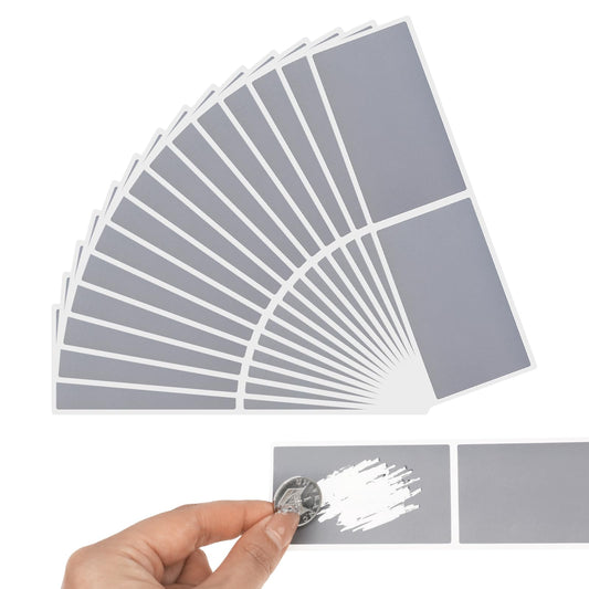 100 pieces 41 x 72 mm Scratch Off Sticker Sheets, Make Your Own Scratch Cards, Silver Scratch Labels, DIY Scratch Labels, Self Adhesive Scratch Off Label (Silver)