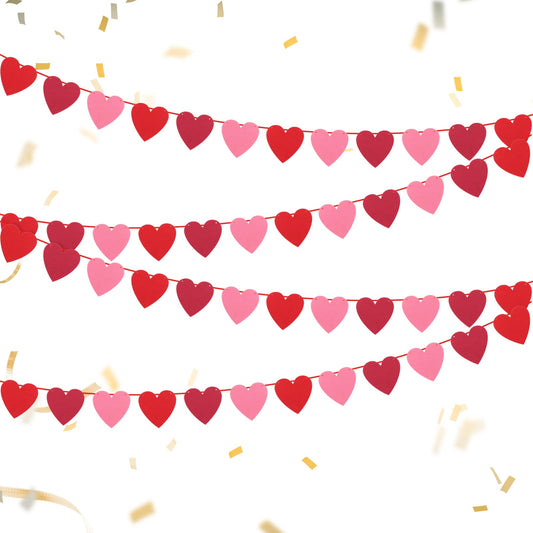 4Pcs Red Felt Heart Garland for Valentines Day Decor Valentines Day Decoration Red Heart Garland Heart Valentines Day Decor Hanging Heart Decorations Valentines Day Accessories for Valentine's Day