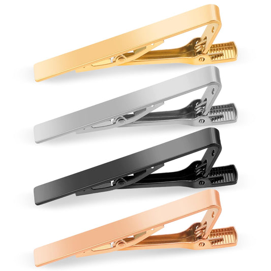 4 PCS Classic Tie Bar Pinch Clips for Business Tie Clip Tie Pin for Men Tie Clasps Regular Ties Bar Metal Structure Tie Clip Gold Tie Clip for Daily Life Anniversary Business Activities