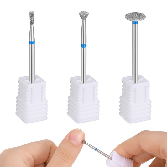 3Pcs Nail Drill Bits for Acrylic Nails Cuticle Drill Bit Diamond Nail Drill Bit Professional Safety Cuticle Clean Drill Manicure Grinding Head Tools for Nail Art