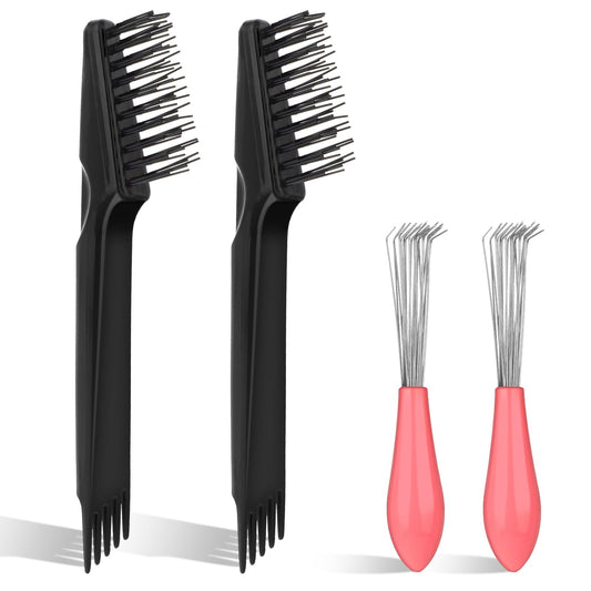 4 PCS Comb Cleaner Brush Hair Brush Cleaner Brush Cleaner Tool Removing Hair Tool Cleaning Brush Comb for Removing Hair Dust Home and Salon Use, Black