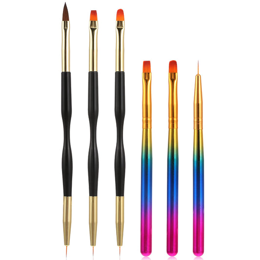 6PCS French Tip brush Nail Art Sculpture Pen Nail Painting Brushes Thin Nail Polish Brushes Professional Nail Detail Liner Brush Manicure Painting Tool for Nail Art Design