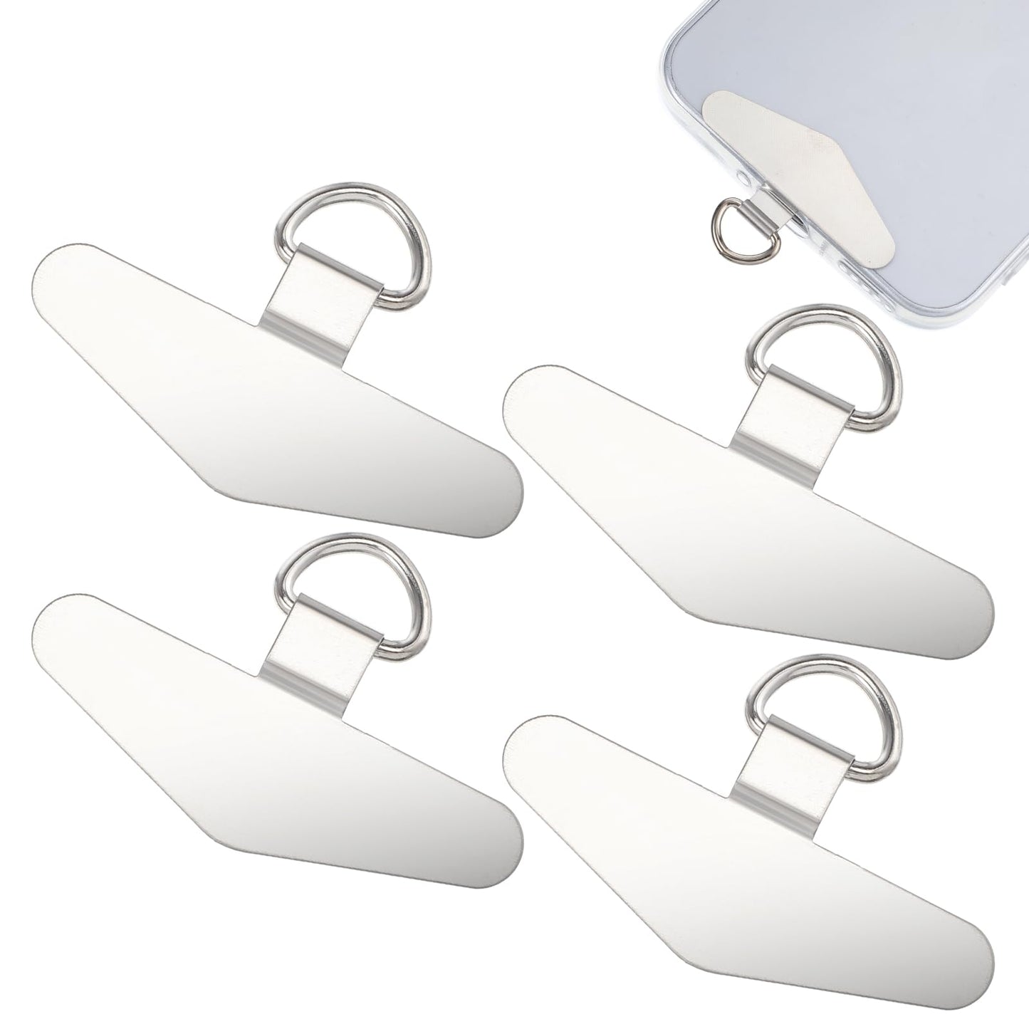 Xelsluthe Pack of 4 Mobile Phone Chain Holder, Mobile Phone Chain Universal Pads, Mobile Phone Holder Labels Made of Stainless Steel, Universal Lanyard Pads, Compatible with Most Smartphones