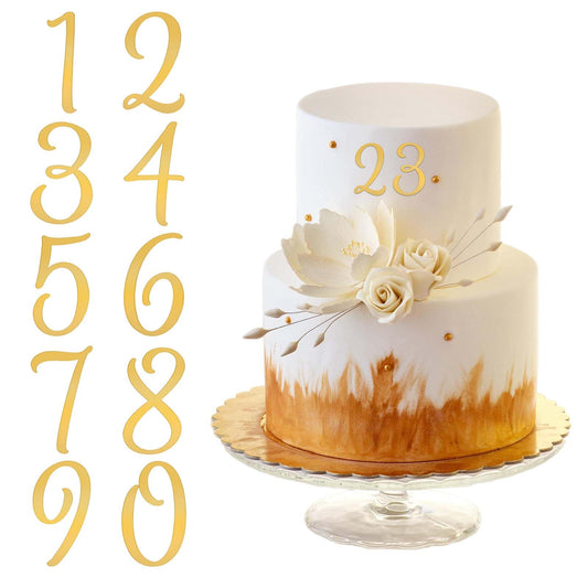 Golden Acrylic Cake Numbers Topper 0-9 Gold Birthday Number Cake Toppers Gold Number Cupcake Toppers Acrylic Wedding Party Cupcake Toppers for Birthday Wedding Anniversary Party(2-inch)